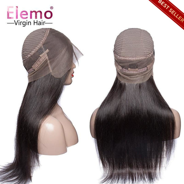 250% Density Straight 360 Lace Frontal Wigs Pre Plucked Virgin Hair