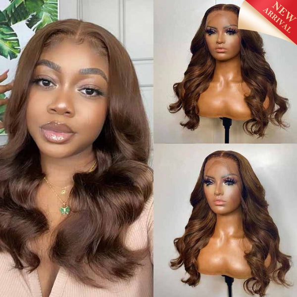 Chocolate Brown Wig Body Wave 13X4 Lace Front Human Hair Wigs