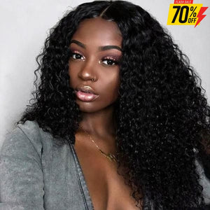 100% Human Hair Glueless Pre Plucked Curly Lace Front Wigs 14 Inches