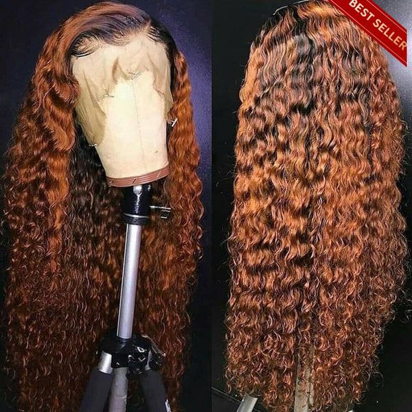 Glueless Lace 200% Density Ombre Honey Brown 13X4 Front Wigs