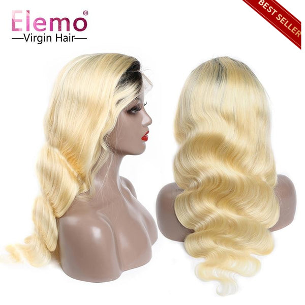 Ombre T1B/613 Lace Front Wigs Human Hair Wig Pre Plucked Body Wave / 18 Inches