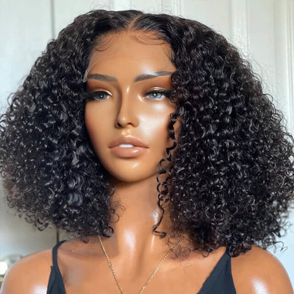 180% Density Small Curly Bob Wig Transparent Lace Front