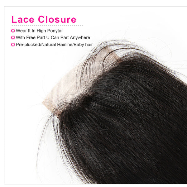 Free Part 5×5 HD Lace Closure Straight Human Hair Closure With Baby Hair