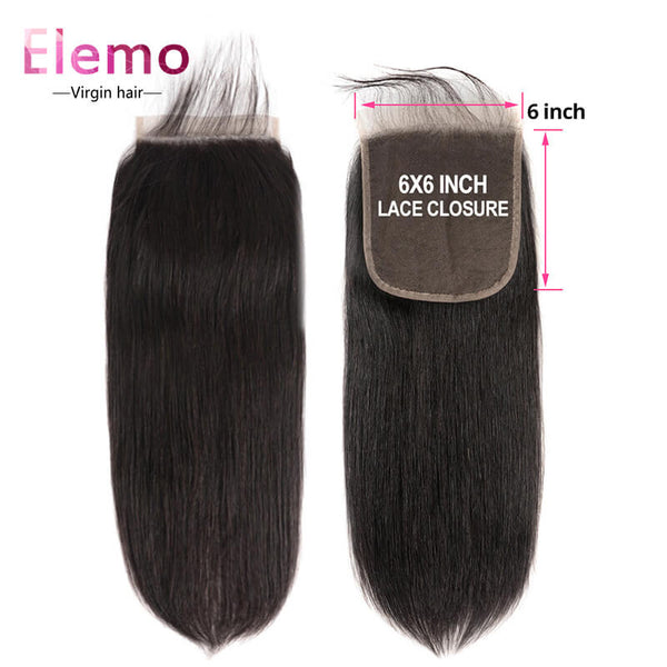 Straight 6×6 Lace Closure Free Part Human Hair Closure With Baby Hair