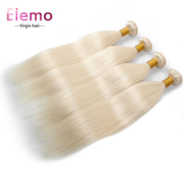 Elemo 4pcs/lot 613 Blonde Human Virgin Straight Hair