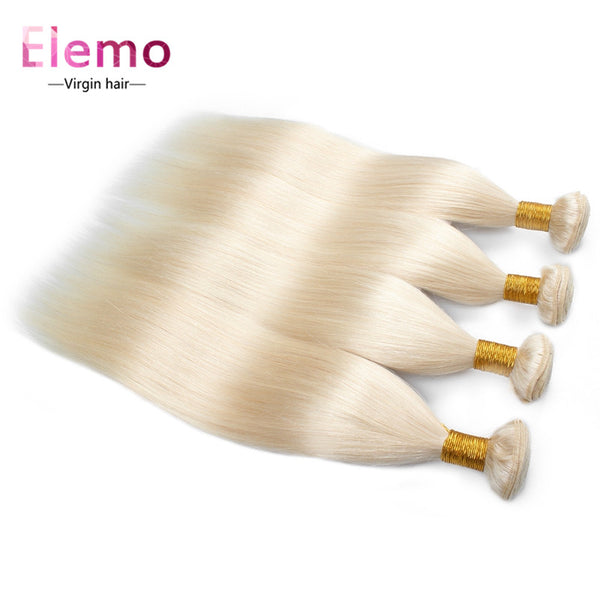 Elemo 4pcs/lot 613 Blonde Human Virgin Straight Hair