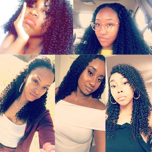 Brazilian Kinky Curly Lace Frontal With 3 Bundles Virgin Hair