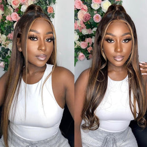 Mix Color Brown Highlight Frontal Lace Wig Human Hair Wigs