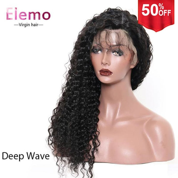 250% Density Virgin Hair 360 Lace Frontal Wig Deep Wave / 10 Inch