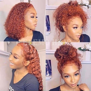 Undetectable Transparent Lace 360 Wig Henna Curly Hair Pre Plucked