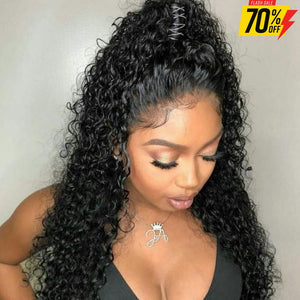 100% Human Hair Pre Plucked Curly 13X6 Lace Front Wigs 14 Inches