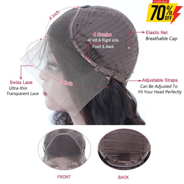 180% Density Blunt Cut Transparent Lace Front Bob Wig 12 Inches