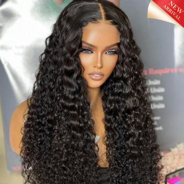 180% Density Pre Plucked Water Wave 5X5 Hd Lace Closure Wigs