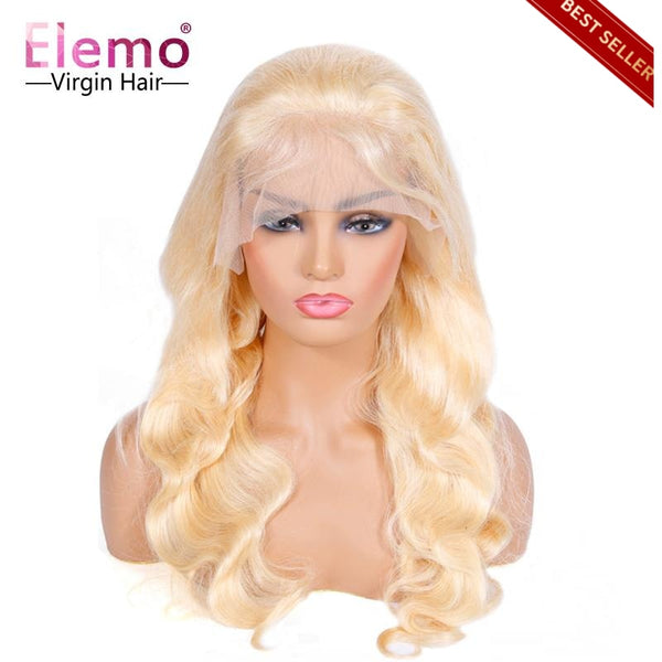 200% Density 613 Blonde Lace Front Wigs Pre Plucked Body Wave / 18 Inches