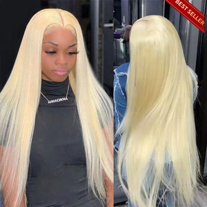 200% Density 613 Blonde Lace Front Wigs Human Hair Pre Plucked