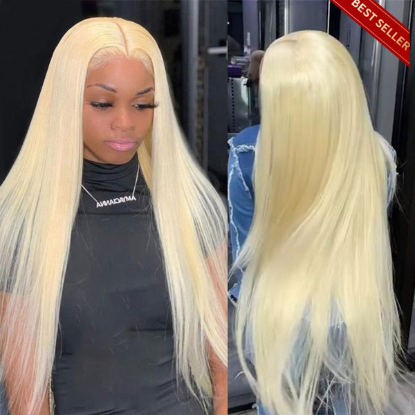 200% Density 613 Blonde Lace Front Wigs Human Hair Pre Plucked