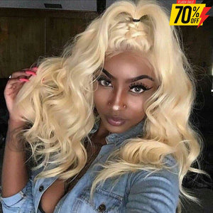 613 Blonde Human Hair Body Wave 360 Frontal Wig 10 Inches