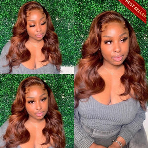 Almond Brown 13X4 Transparent Lace Front Wigs Glueless Pre Plucked