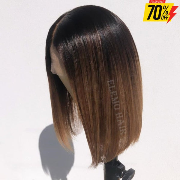 Celebrity Brown 13×6 Lace Front Bob Wig Bleached Knots