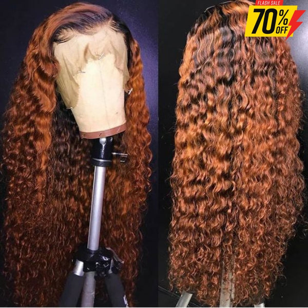 Glueless Ombre Honey Brown 13X4 Transparent Lace Front Wigs