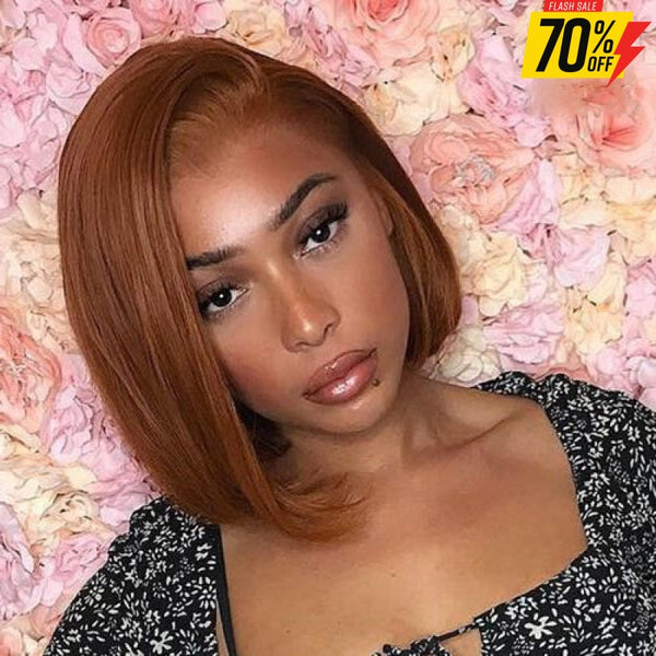Glueless Side Part Almond Brown Bob Wig Lace Front Wigs