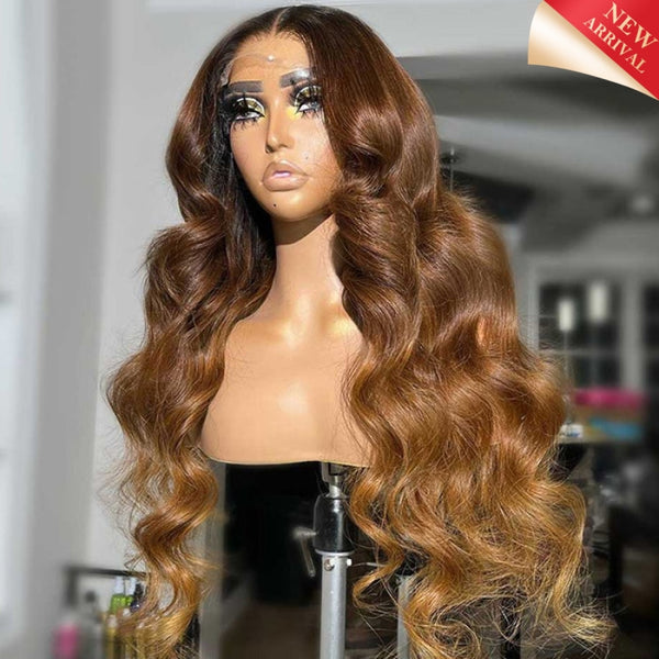 Glueless T4/27 Ombre Brown Body Wave 13X6/5X5 Hd Lace Frontal Wigs