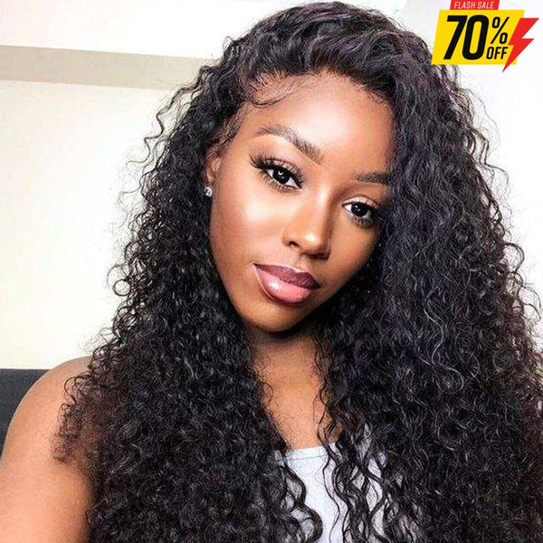 Pre-Make Fake Scalp Glueless 13×6 Lace Front Wig Curly / 12 Inches