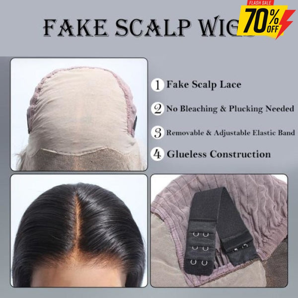 Pre-Make Fake Scalp Glueless 13×6 Lace Front Wig