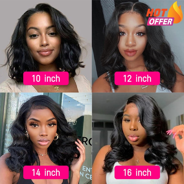 Pre Plucked Body Wave Short Bob 13X4 Lace Front Human Hair Wigs