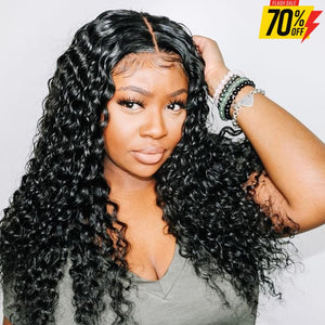 Pre-Plucked Glueless Deep Wave 13X6 Lace Front Wig 18 Inches