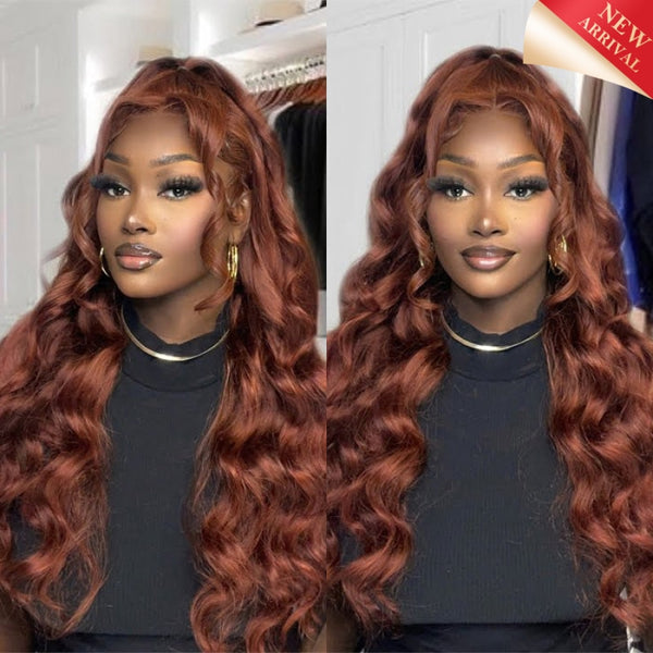 Pre Plucked Reddish Brown Body Wave 13X4 Hd Lace Front Wigs