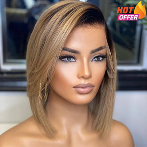 Side Part 1B/27 Blonde Ombre Bob Wig Glueless Lace Front Wigs 10 Inches