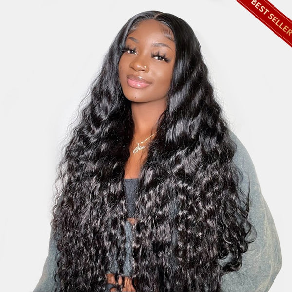 Pre Bleached Knots Undetectable Transparent Loose Deep Curl 13x6 Lace Front Wigs Human Hair