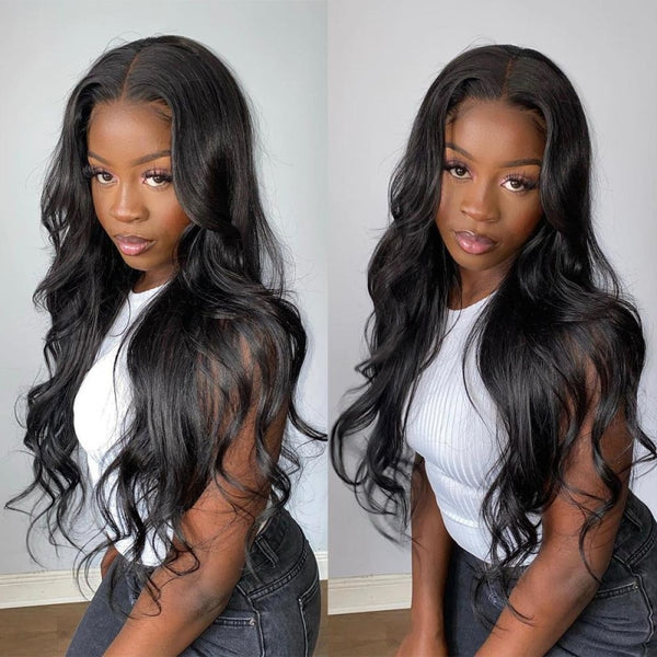 200% Density Glueless Body Wave Transparent Lace Front Wig Human Hair