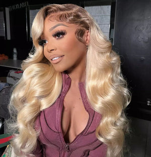 Ombre T4/613 Blonde Body Wave 13X4 Lace Frontal Wigs Pre Plucked