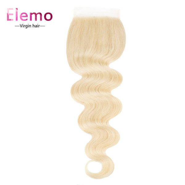 Elemo 613 Blonde Body Wave 4×4 Lace Closure Free Part