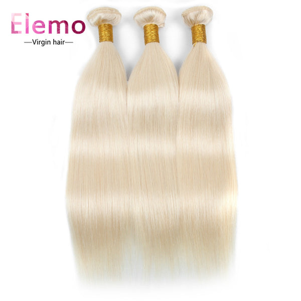 Elemo 100% Human Hair 613 Blonde Straight Hair Bundles