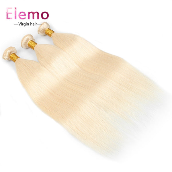 Elemo 100% Human Hair 613 Blonde Straight Hair Bundles