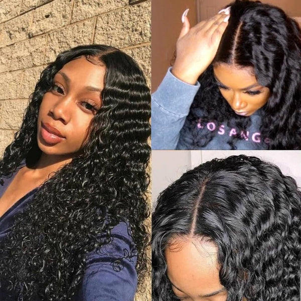 Deep Wave Lace Closure Wigs With Baby Hair Virgin