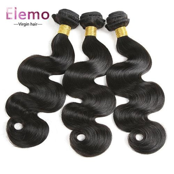 Indian Body Wave 3 Bundles With Lace Closure Virgin Hair