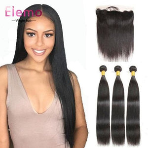 Indian Straight Lace Frontal With 3 Bundles Virgin Hair