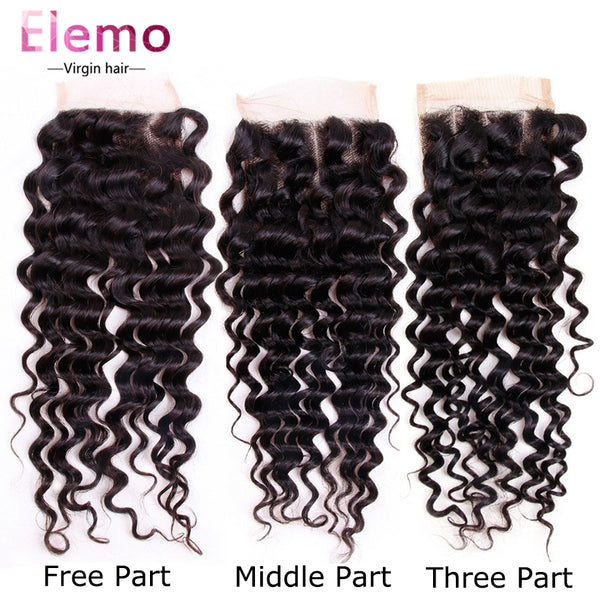 Deep Wave Lace Closure 4×4 Three/Middle/Free Part