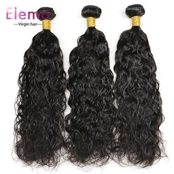 Malaysian Water Wave 3 Bundles With Lace Frontal Virgin Hair
