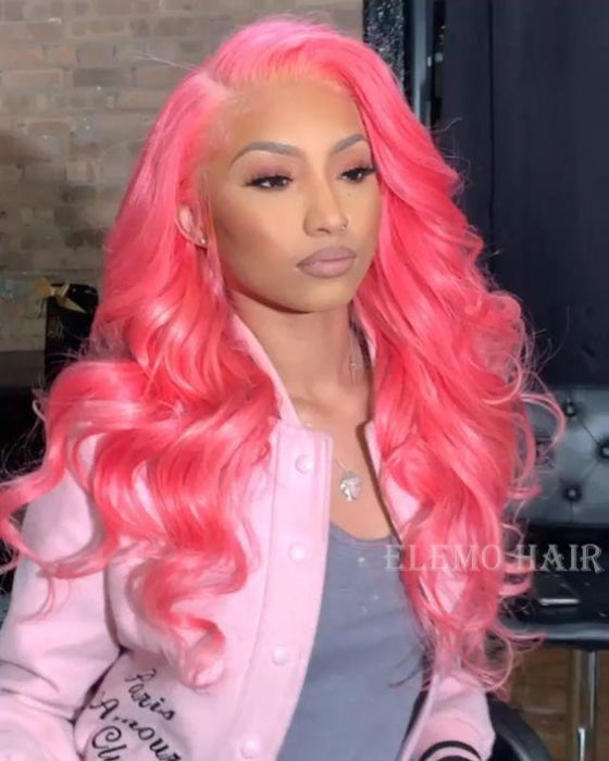 Upgraded Wavy Curl Stunning Pink 13×6 Lace Front Wig